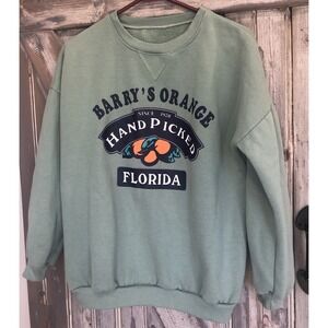 Light Green Pullover Sweatshirt Crew Neck Florida Barry's Oranges Women's SMALL